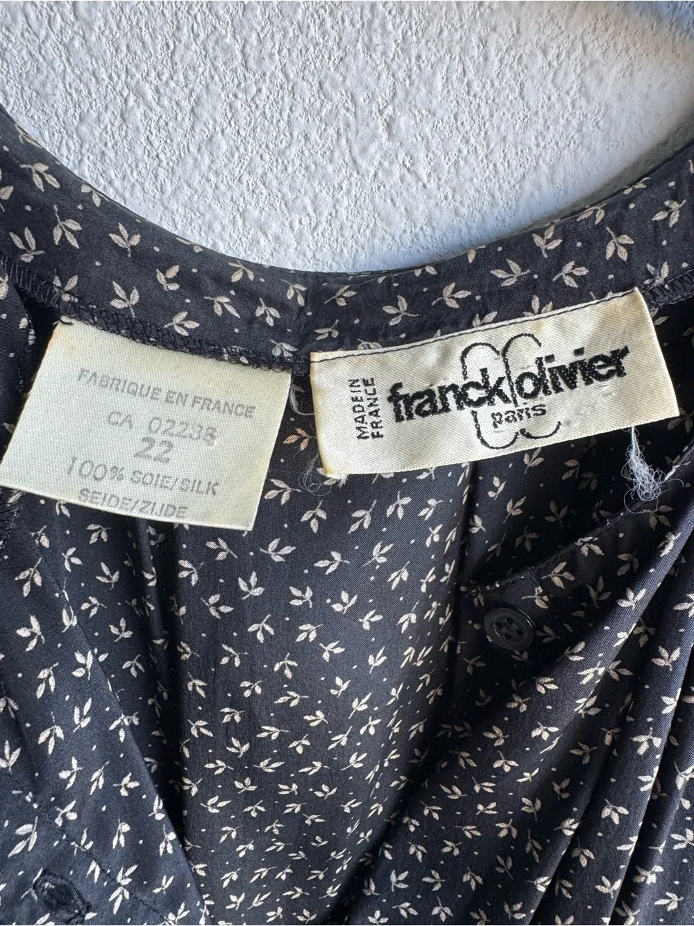 Vintage Franck Olivier Paris silk floral pleated midi dress
